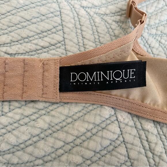 Dominique Mystique Underwire Silky Bra W/ Floral Lace Strap Detail Beige Sz 38C - Picture 6 of 10